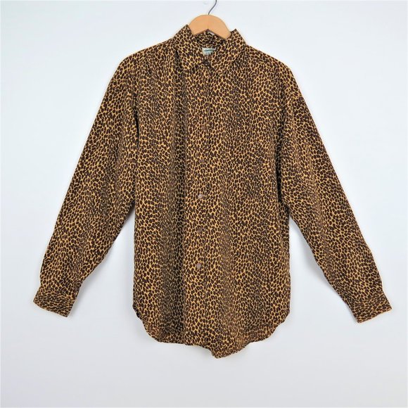 Vintage Tops - Vintage 90s Womens Oversized Leopard Print Blouse